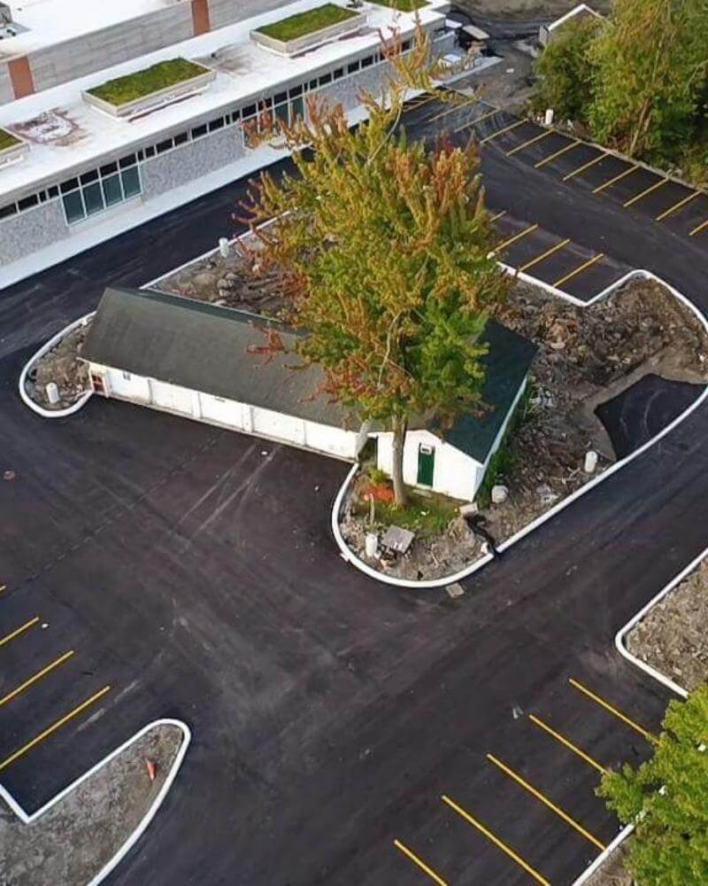 Commercial parking area resurfaced